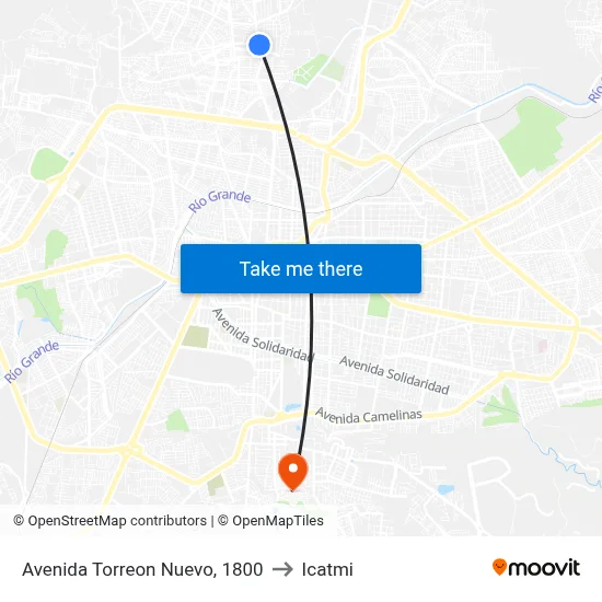 Avenida Torreon Nuevo, 1800 to Icatmi map