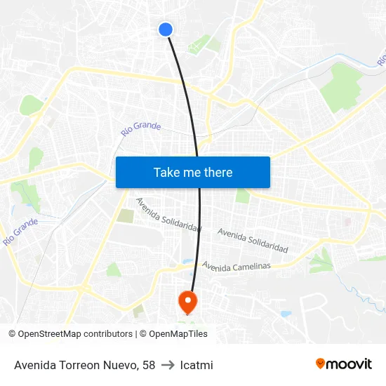 Avenida Torreon Nuevo, 58 to Icatmi map