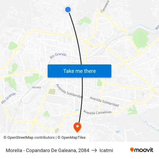 Morelia - Copandaro De Galeana, 2084 to Icatmi map