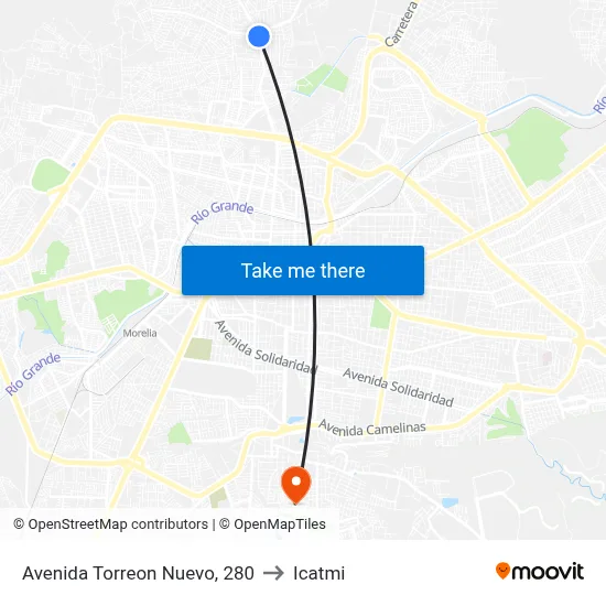 Avenida Torreon Nuevo, 280 to Icatmi map