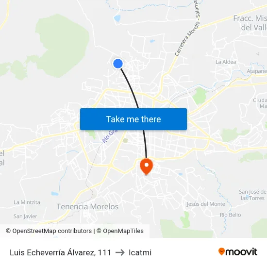 Luis Echeverría Álvarez, 111 to Icatmi map