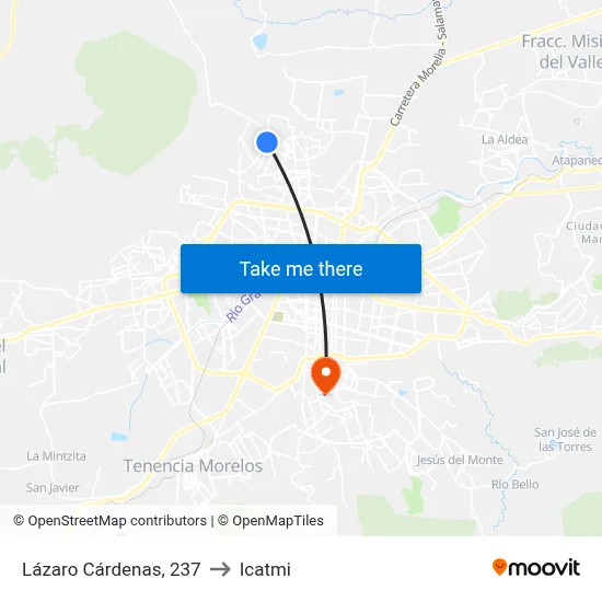 Lázaro Cárdenas, 237 to Icatmi map