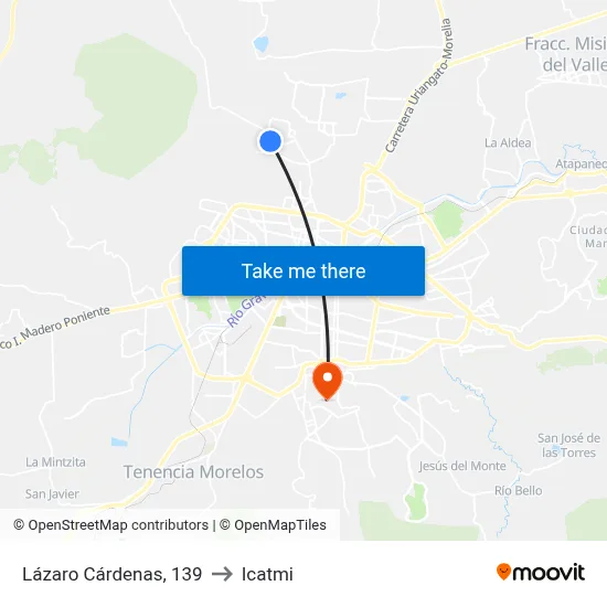 Lázaro Cárdenas, 139 to Icatmi map