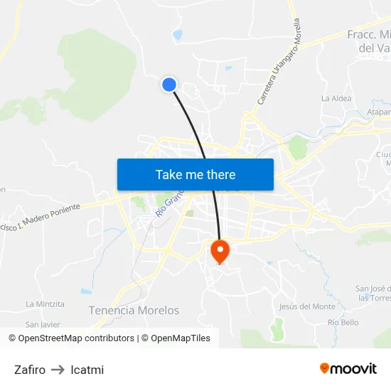 Zafiro to Icatmi map