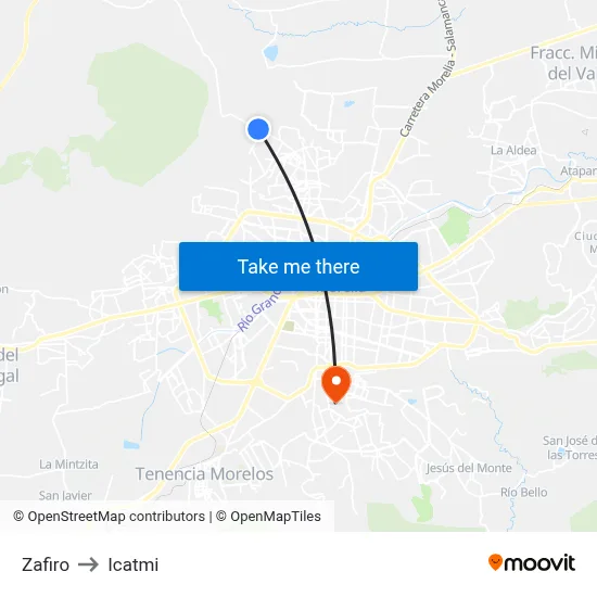 Zafiro to Icatmi map