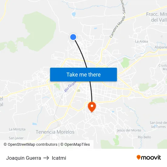Joaquin Guerra to Icatmi map