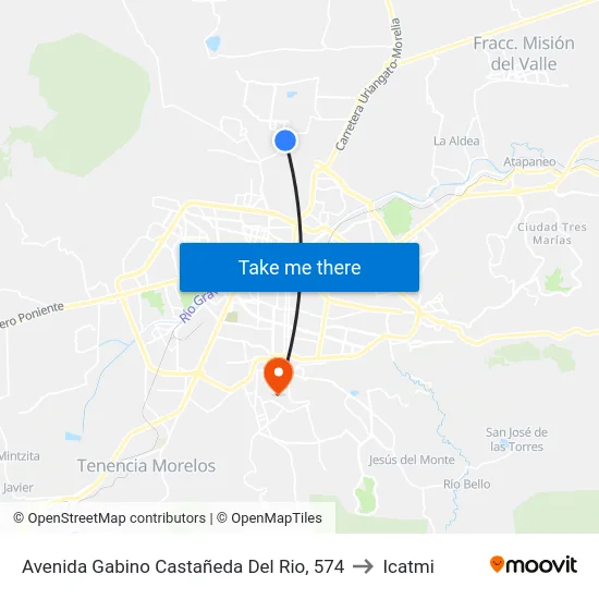 Avenida Gabino Castañeda Del Rio, 574 to Icatmi map