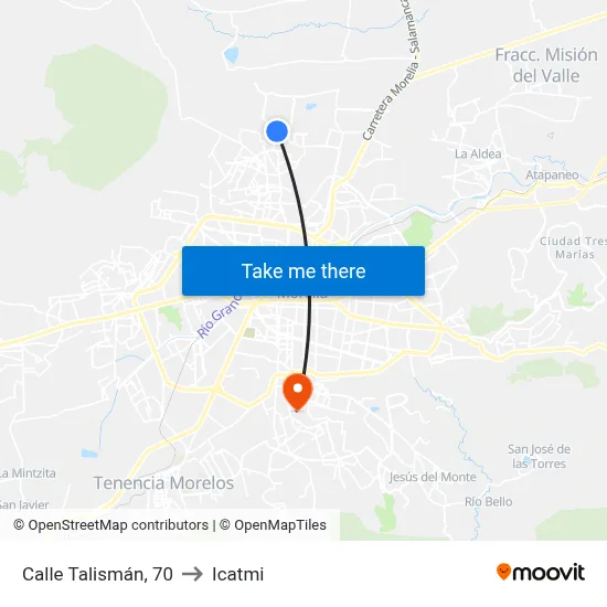 Calle Talismán, 70 to Icatmi map