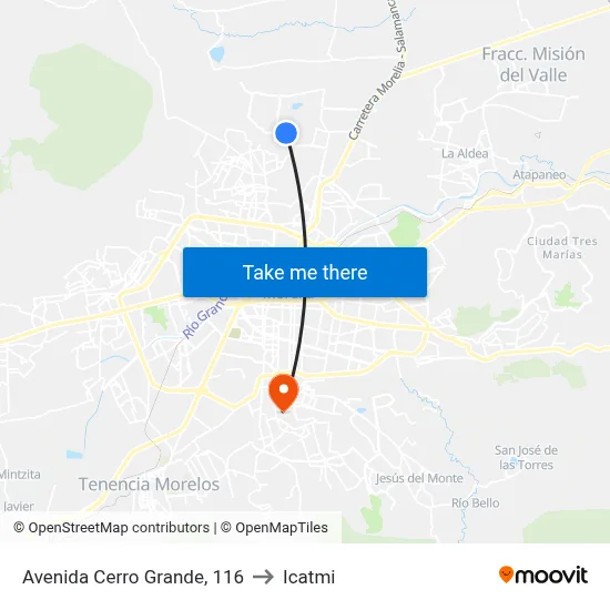 Avenida Cerro Grande, 116 to Icatmi map
