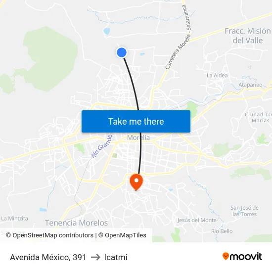 Avenida México, 391 to Icatmi map