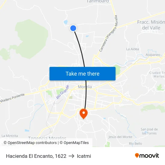 Hacienda El Encanto, 1622 to Icatmi map