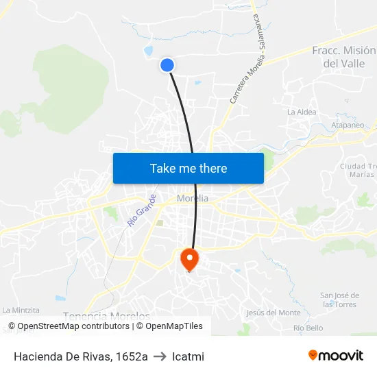 Hacienda De Rivas, 1652a to Icatmi map