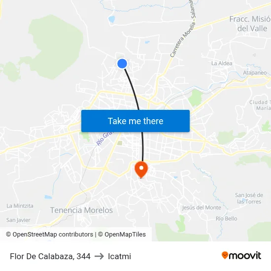 Flor De Calabaza, 344 to Icatmi map