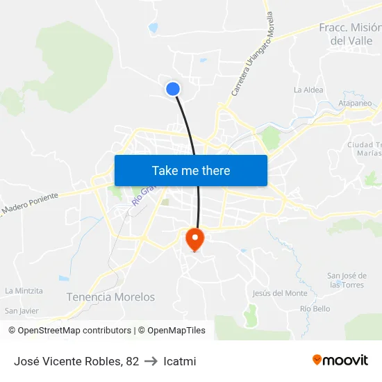 José Vicente Robles, 82 to Icatmi map