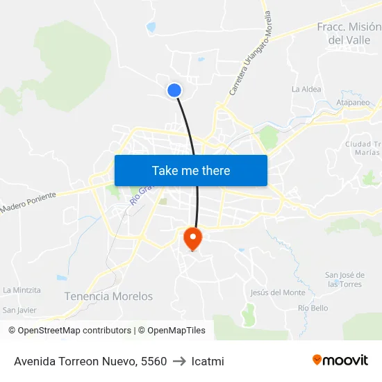 Avenida Torreon Nuevo, 5560 to Icatmi map