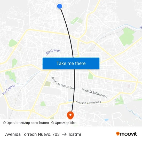 Avenida Torreon Nuevo, 703 to Icatmi map