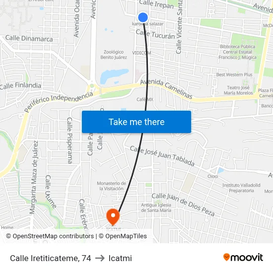 Calle Iretiticateme, 74 to Icatmi map