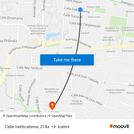 Calle Iretiticateme, 314a to Icatmi map