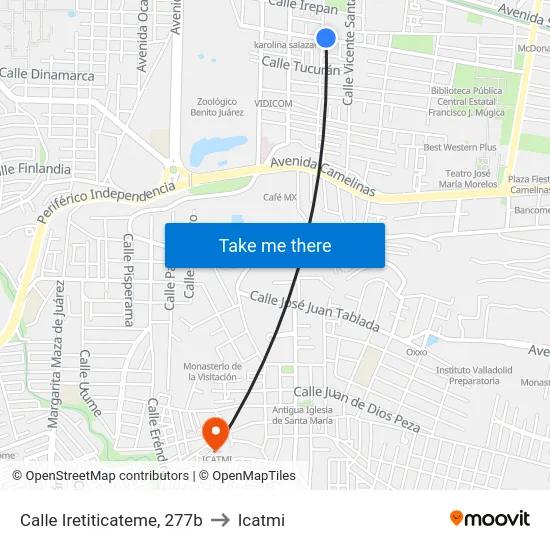 Calle Iretiticateme, 277b to Icatmi map