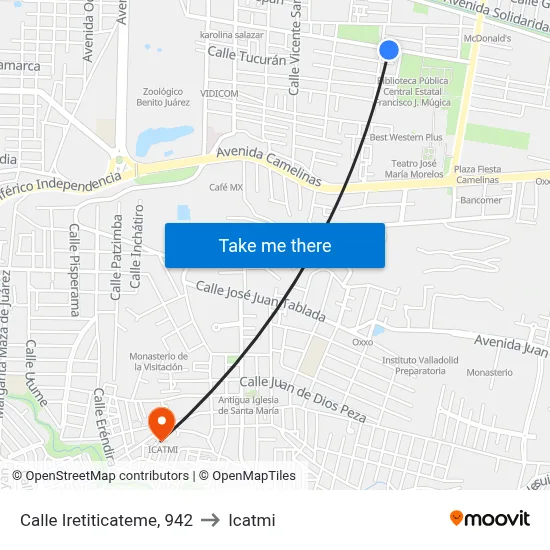 Calle Iretiticateme, 942 to Icatmi map