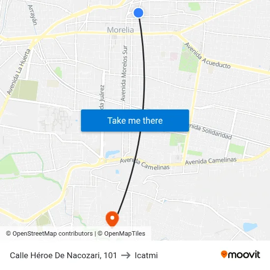 Calle Héroe De Nacozari, 101 to Icatmi map