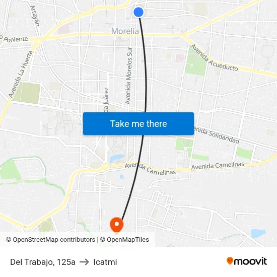 Del Trabajo, 125a to Icatmi map