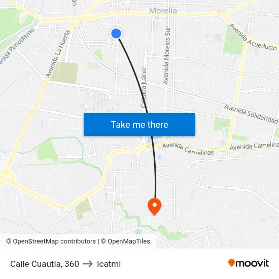 Calle Cuautla, 360 to Icatmi map