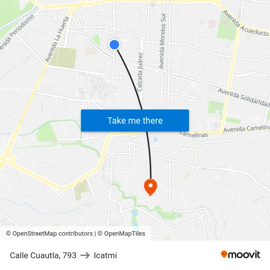 Calle Cuautla, 793 to Icatmi map