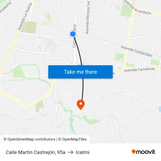 Calle Martin Castrejón, 95a to Icatmi map