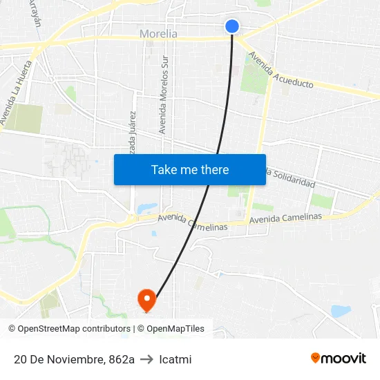 20 De Noviembre, 862a to Icatmi map