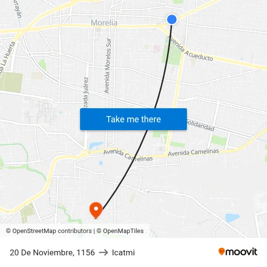 20 De Noviembre, 1156 to Icatmi map