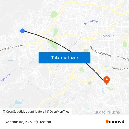 Rondanilla, 526 to Icatmi map