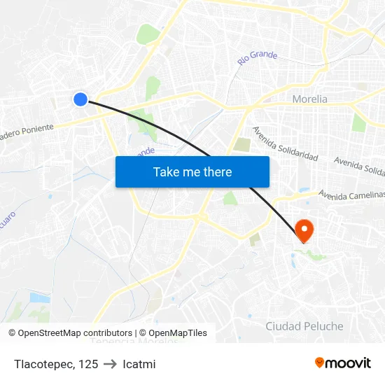 Tlacotepec, 125 to Icatmi map