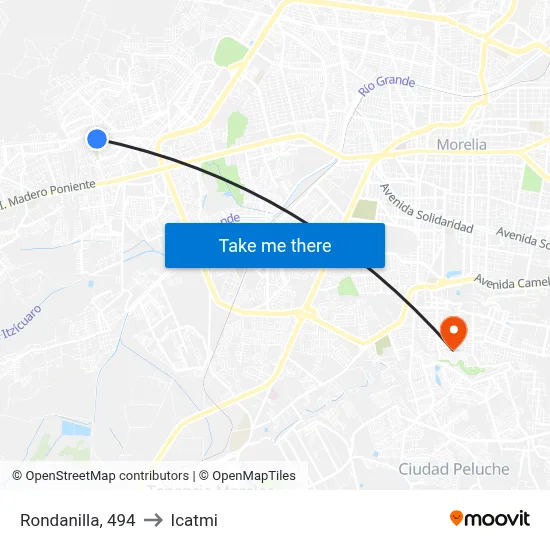 Rondanilla, 494 to Icatmi map