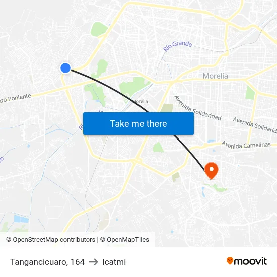 Tangancicuaro, 164 to Icatmi map