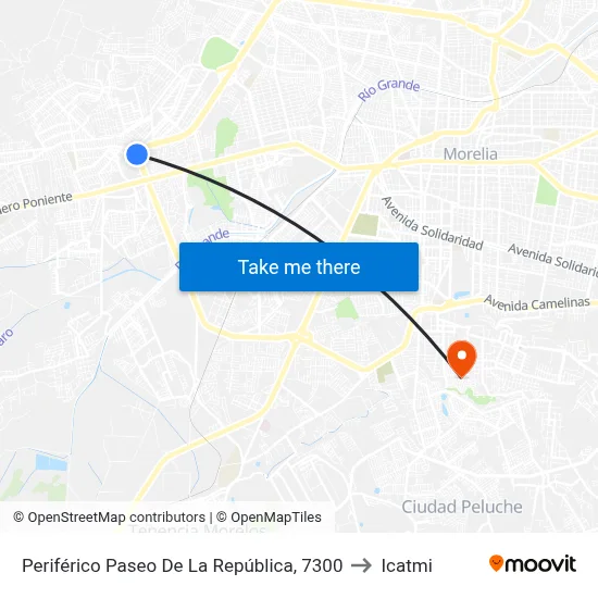 Periférico Paseo De La República, 7300 to Icatmi map