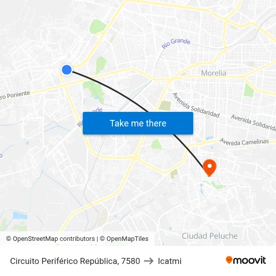 Circuito Periférico República, 7580 to Icatmi map