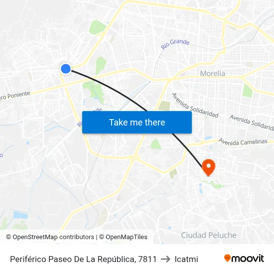 Periférico Paseo De La República, 7811 to Icatmi map