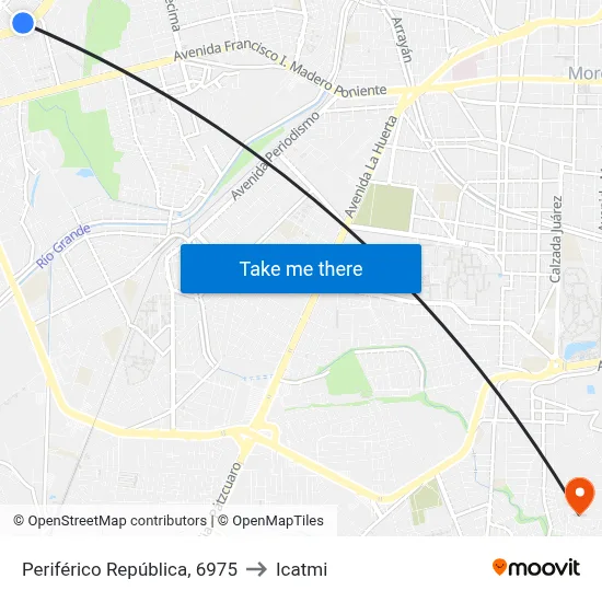 Periférico República, 6975 to Icatmi map