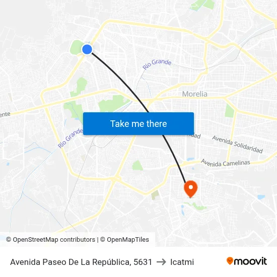 Avenida Paseo De La República, 5631 to Icatmi map