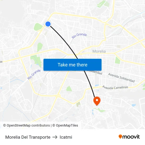 Morelia Del Transporte to Icatmi map