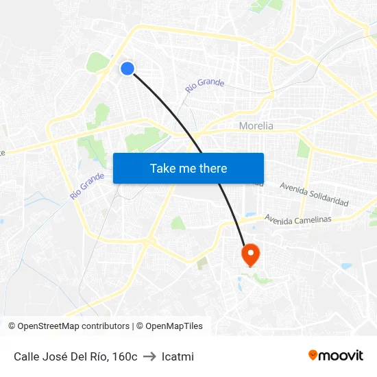 Calle José Del Río, 160c to Icatmi map