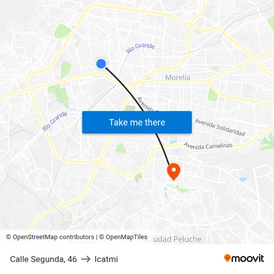 Calle Segunda, 46 to Icatmi map