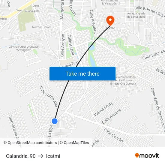 Calandria, 90 to Icatmi map