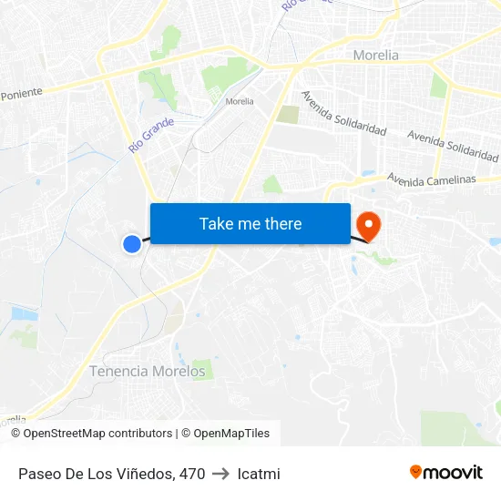 Paseo De Los Viñedos, 470 to Icatmi map