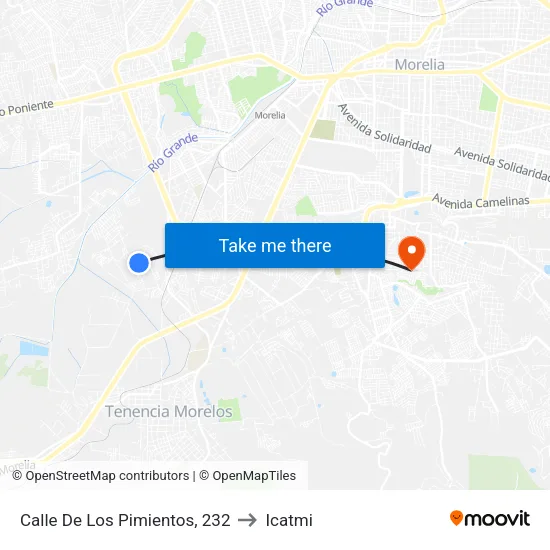 Calle De Los Pimientos, 232 to Icatmi map