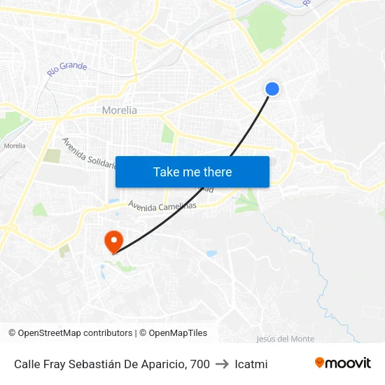 Calle Fray Sebastián De Aparicio, 700 to Icatmi map