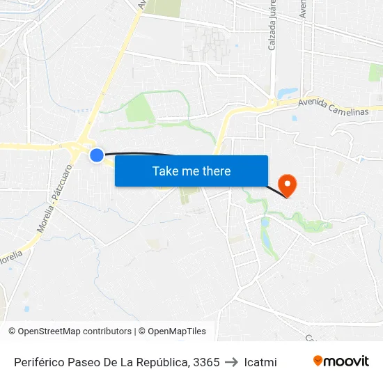 Periférico Paseo De La República, 3365 to Icatmi map