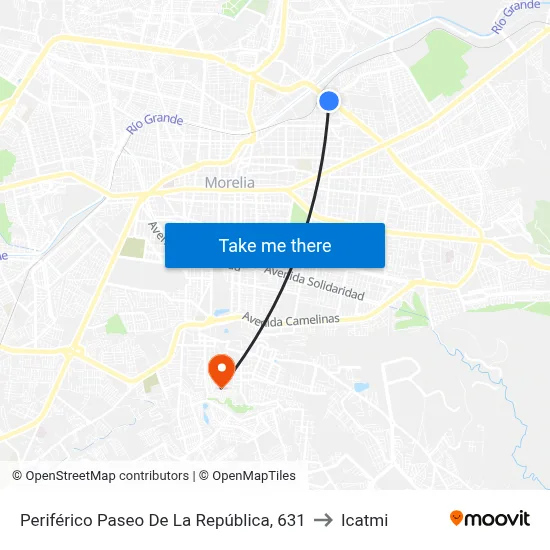Periférico Paseo De La República, 631 to Icatmi map
