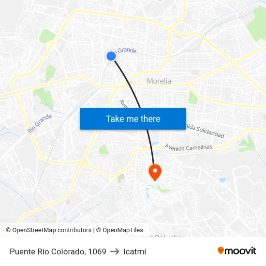 Puente Río Colorado, 1069 to Icatmi map